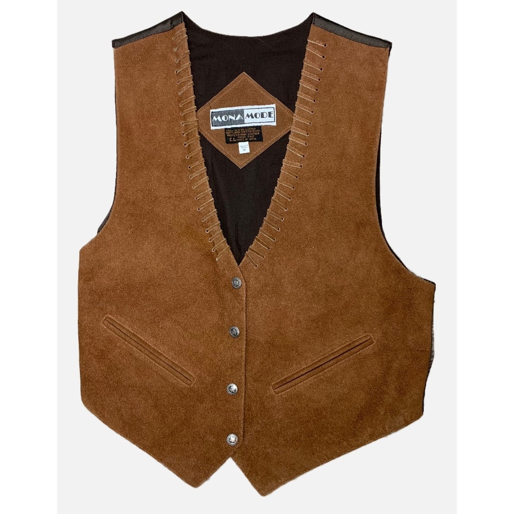 VINTAGE MONA MODE LEATHER SUEDE VEST SIZE M